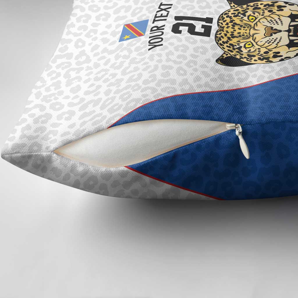 Africa DR Congo Football Custom Pillow Cover White Leopard Skin Pattern
