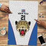Africa DR Congo Football Custom Puzzle White Leopard Skin Pattern