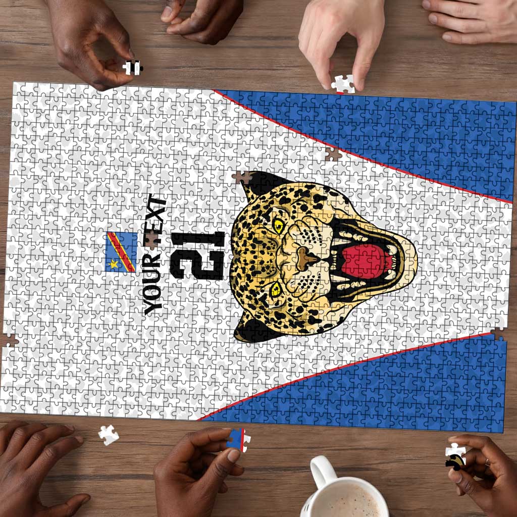 Africa DR Congo Football Custom Puzzle White Leopard Skin Pattern