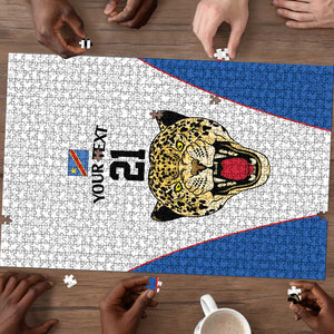 Africa DR Congo Football Custom Puzzle White Leopard Skin Pattern