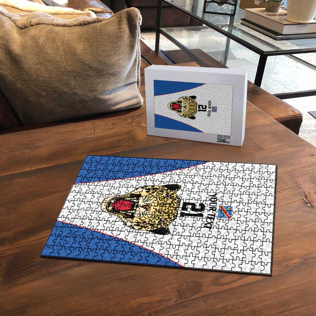Africa DR Congo Football Custom Puzzle White Leopard Skin Pattern