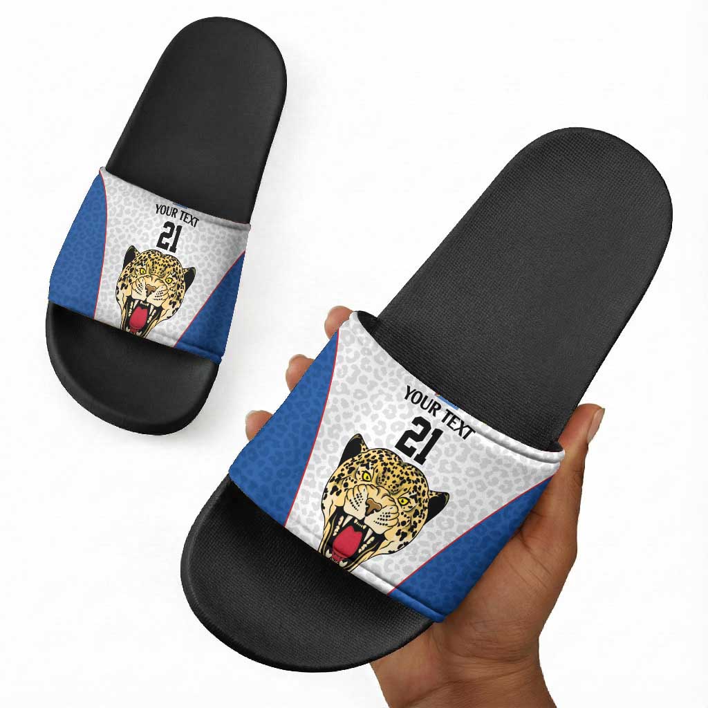 Africa DR Congo Football Custom Slide Sandals White Leopard Skin Pattern