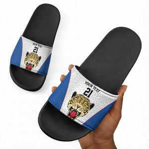 Africa DR Congo Football Custom Slide Sandals White Leopard Skin Pattern
