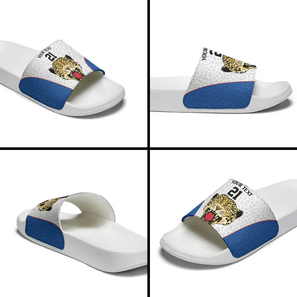 Africa DR Congo Football Custom Slide Sandals White Leopard Skin Pattern