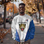 Africa DR Congo Football Custom Sweatshirt White Leopard Skin Pattern - African Pride