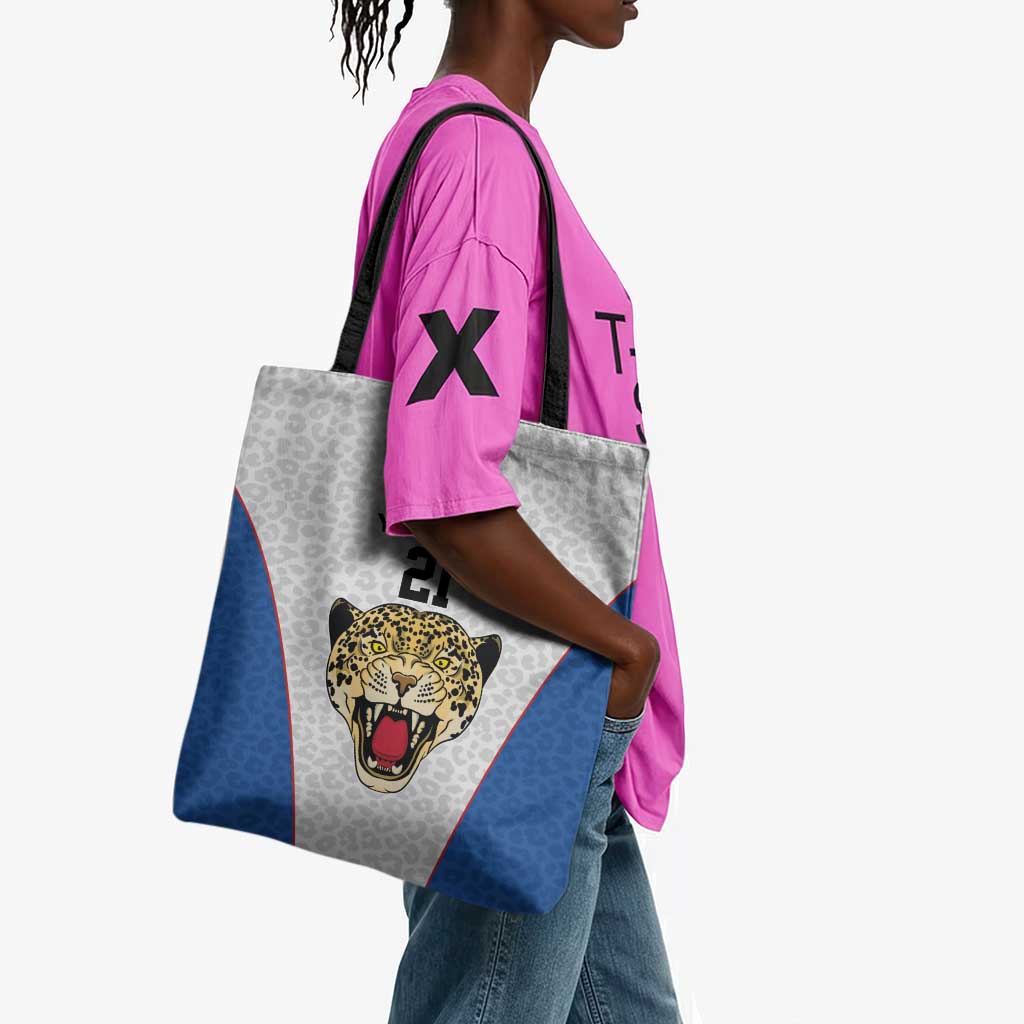 Africa DR Congo Football Custom Tote Bag White Leopard Skin Pattern