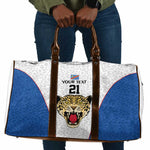 Africa DR Congo Football Custom Travel Bag White Leopard Skin Pattern