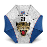 Africa DR Congo Football Custom Umbrella White Leopard Skin Pattern