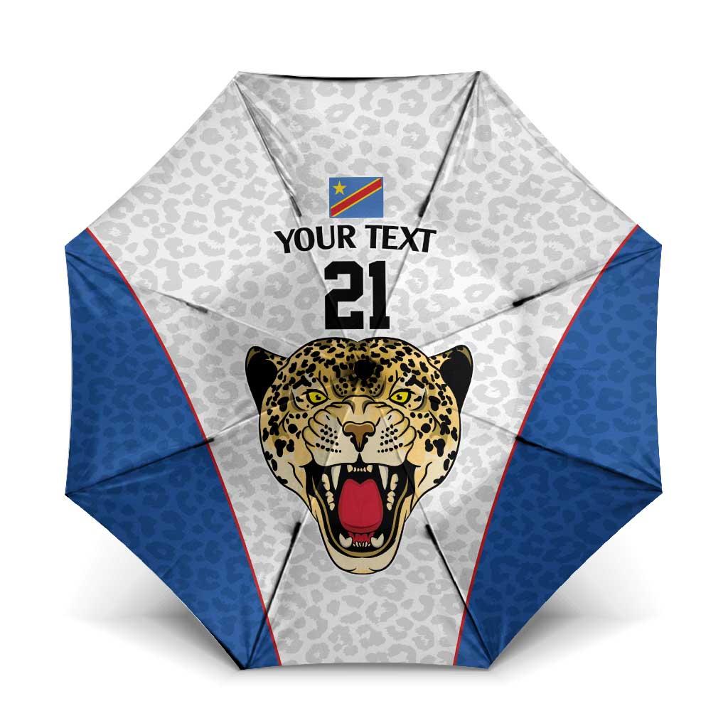 Africa DR Congo Football Custom Umbrella White Leopard Skin Pattern