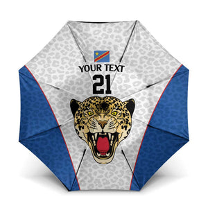 Africa DR Congo Football Custom Umbrella White Leopard Skin Pattern