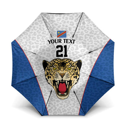 Africa DR Congo Football Custom Umbrella White Leopard Skin Pattern