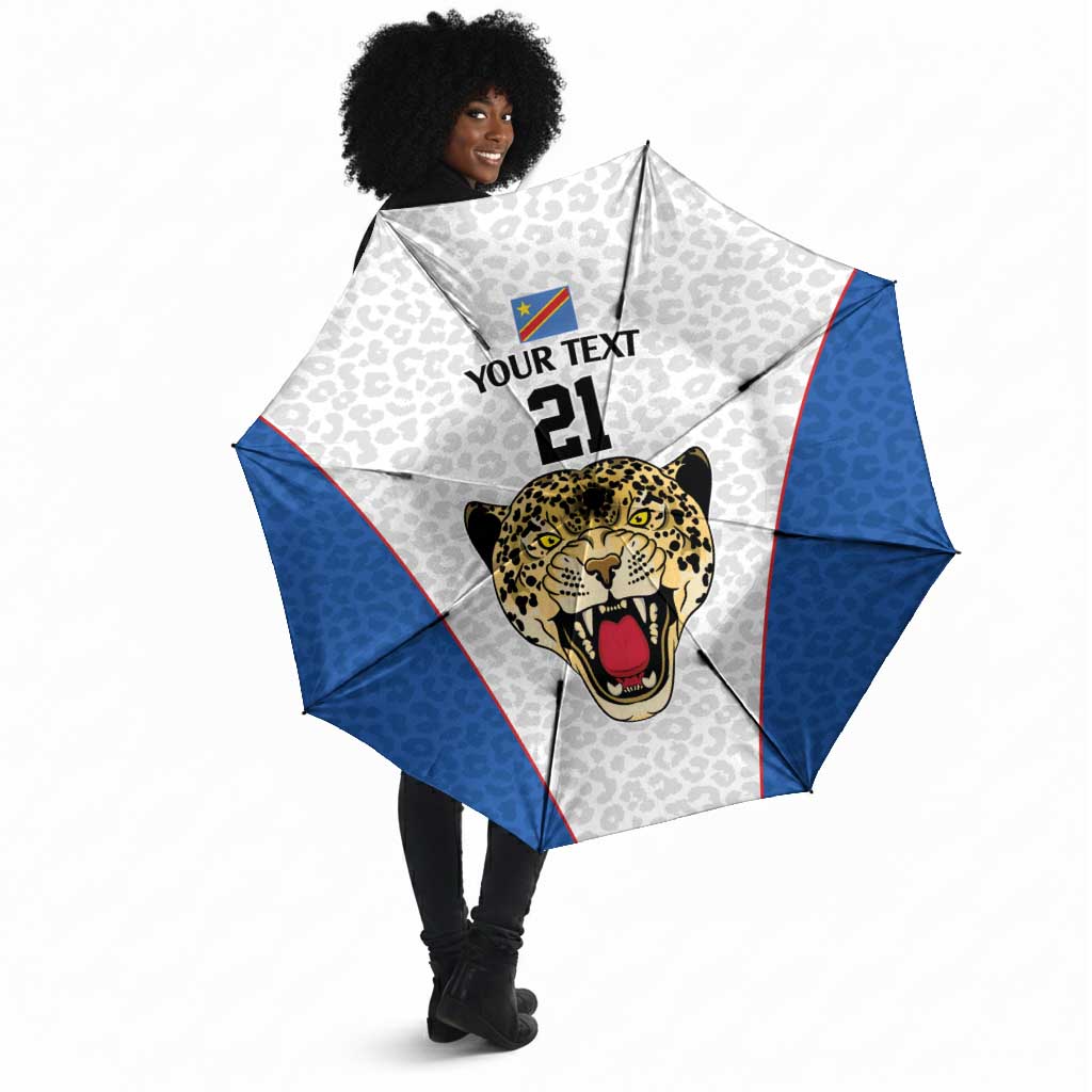 Africa DR Congo Football Custom Umbrella White Leopard Skin Pattern