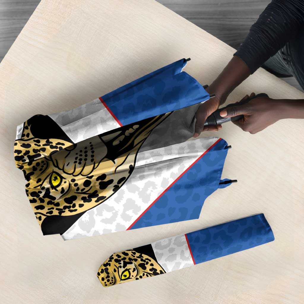 Africa DR Congo Football Custom Umbrella White Leopard Skin Pattern