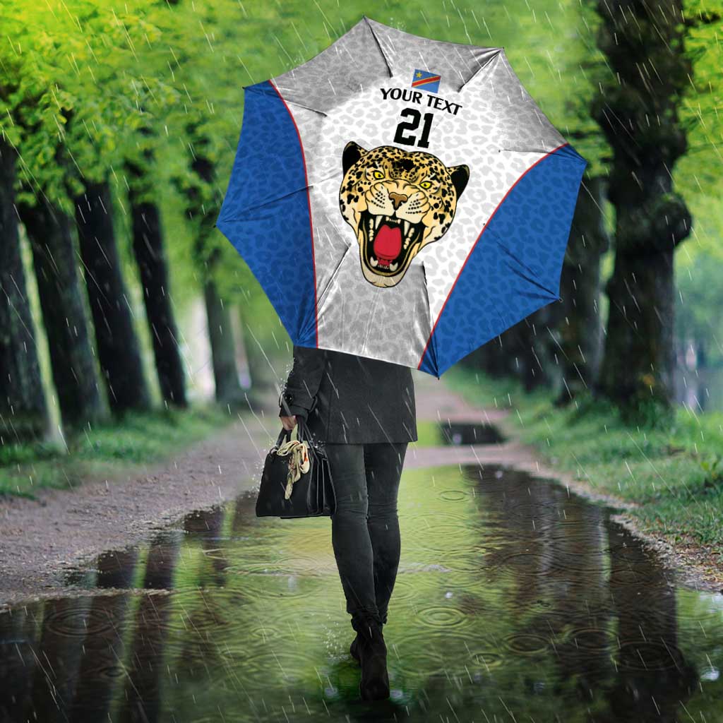 Africa DR Congo Football Custom Umbrella White Leopard Skin Pattern