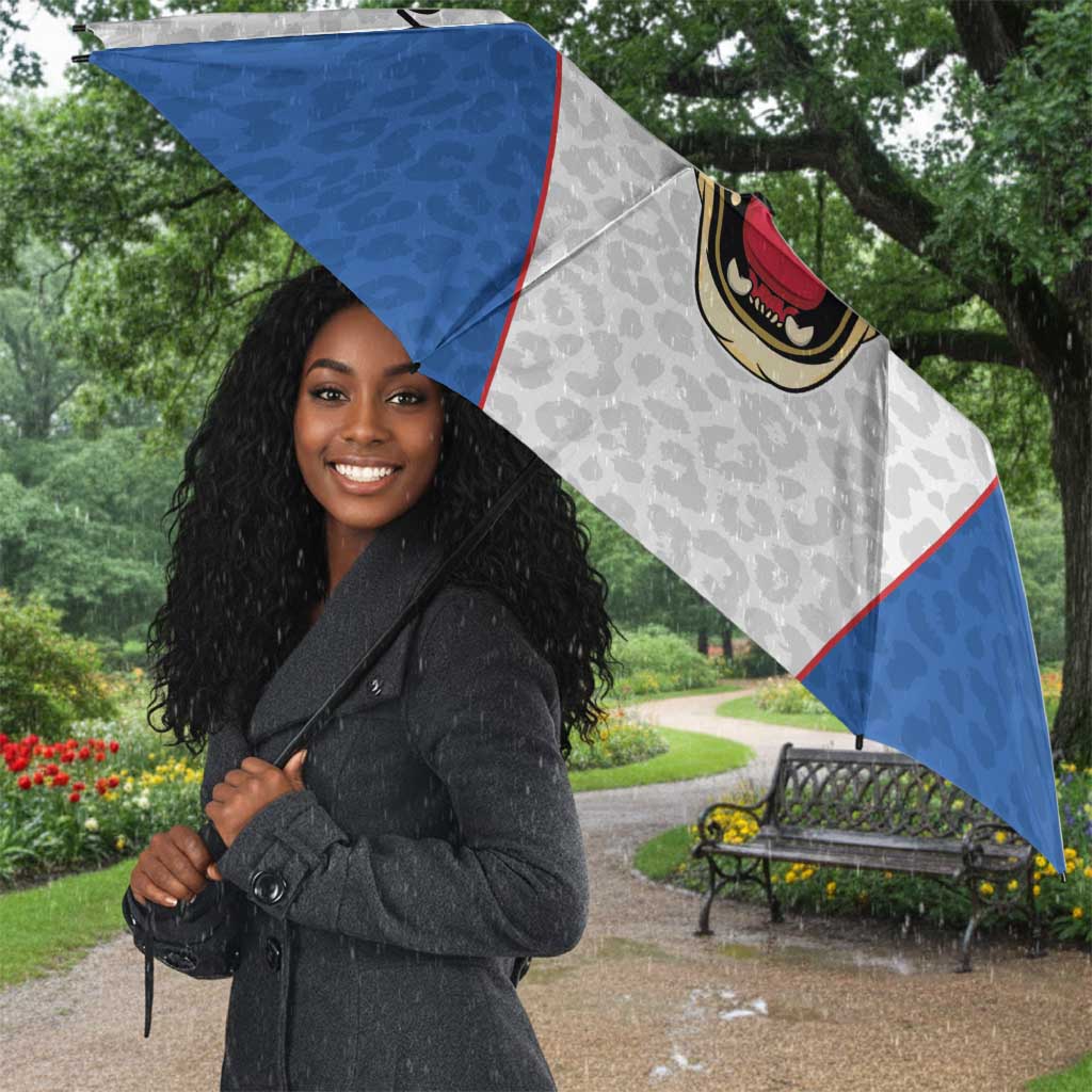 Africa DR Congo Football Custom Umbrella White Leopard Skin Pattern