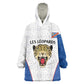 Africa DR Congo Football Custom Wearable Blanket Hoodie White Leopard Skin Pattern - African Pride