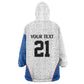 Africa DR Congo Football Custom Wearable Blanket Hoodie White Leopard Skin Pattern - African Pride