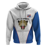 Africa DR Congo Football Custom Zip Hoodie White Leopard Skin Pattern - African Pride