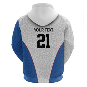Africa DR Congo Football Custom Zip Hoodie White Leopard Skin Pattern - African Pride