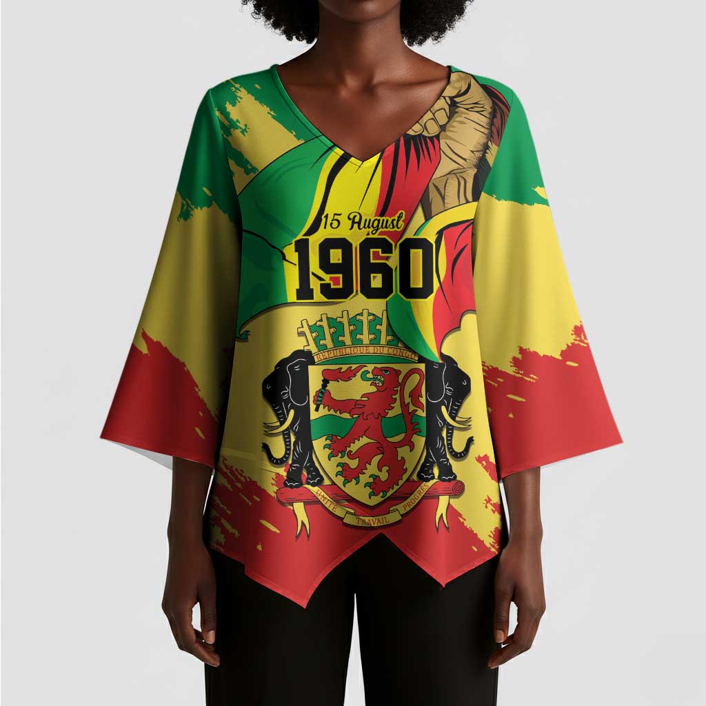 Republic of The Congo Independence Day Personalized Kimono Sleeve Blouse Congo-Brazzaville Since 1960