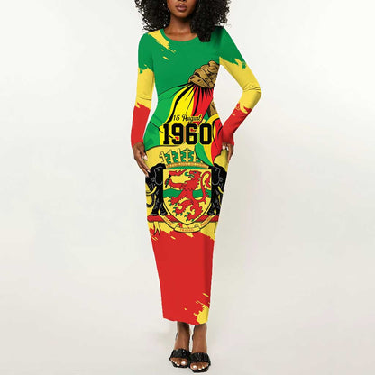 Republic of The Congo Independence Day Personalized Long Sleeve Bodycon Dress Congo-Brazzaville Since 1960 - African Pride