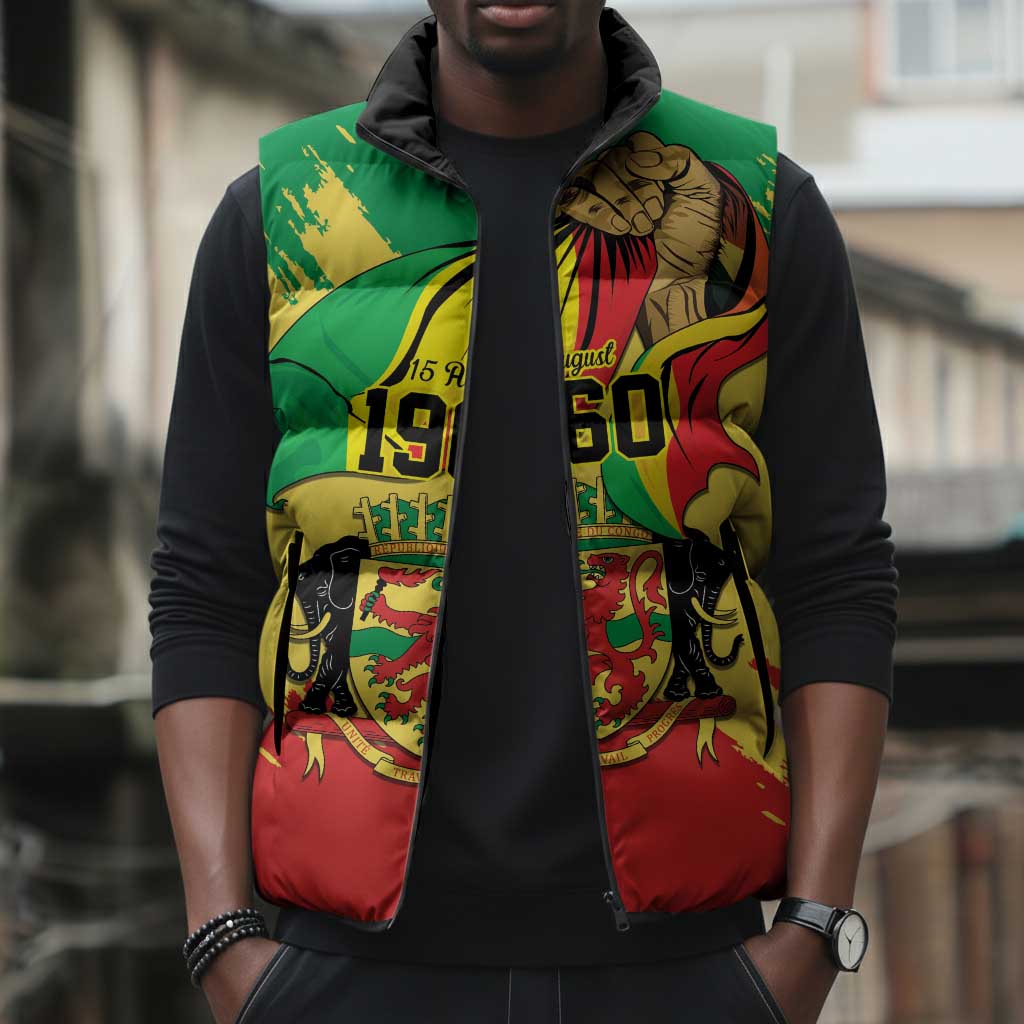 Republic of The Congo Independence Day Personalized Sleeveless Puffer Jacket Congo-Brazzaville Since 1960