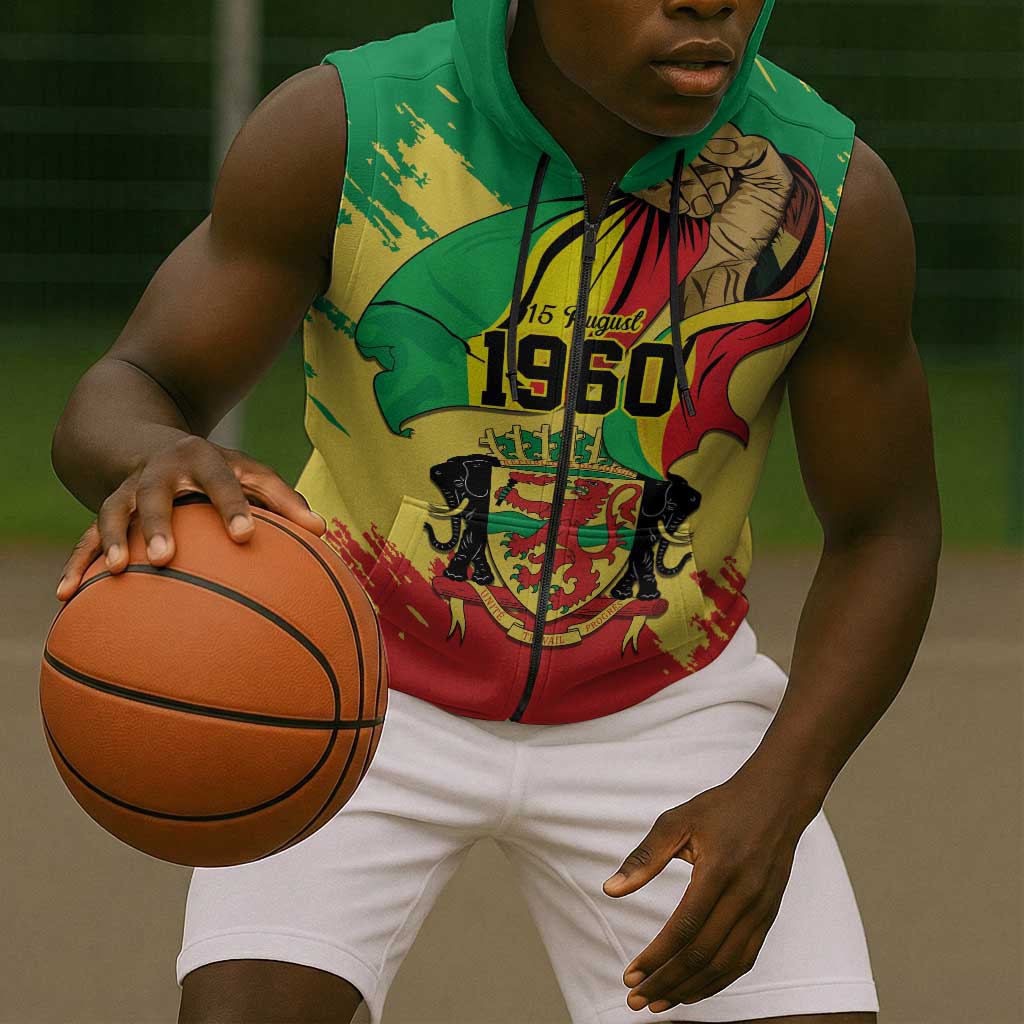 Republic of The Congo Independence Day Personalized Sleeveless Zip Hoodie Congo-Brazzaville Since 1960 - African Pride