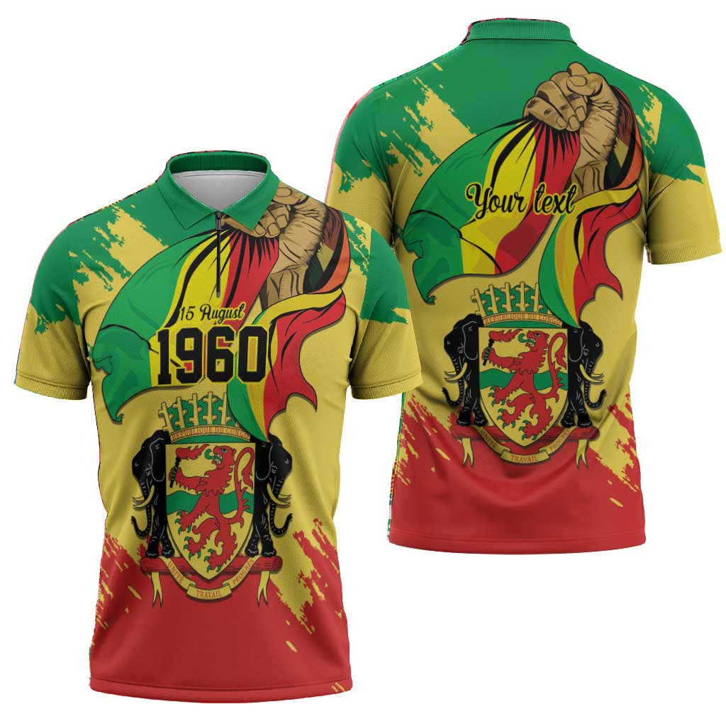 Republic of The Congo Independence Day Personalized Zipper Polo Shirt Congo-Brazzaville Since 1960