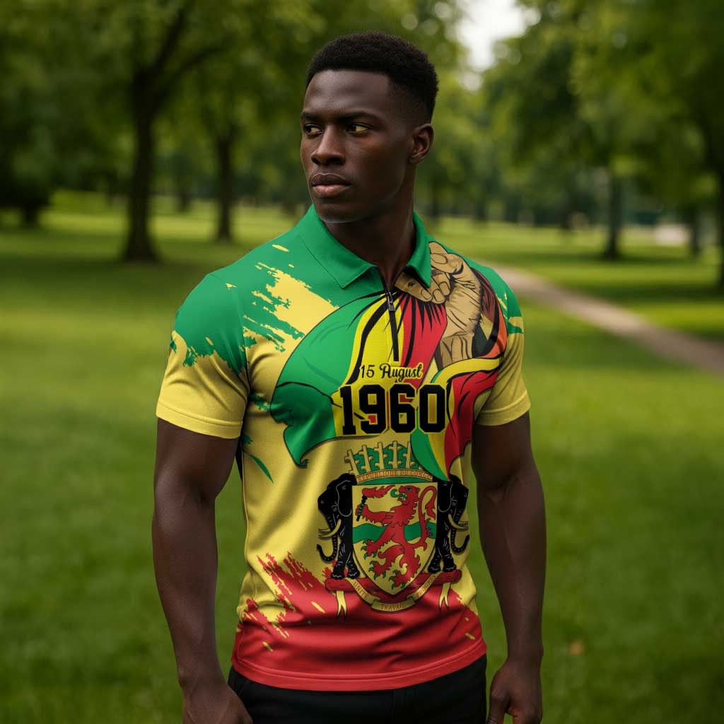 Republic of The Congo Independence Day Personalized Zipper Polo Shirt Congo-Brazzaville Since 1960