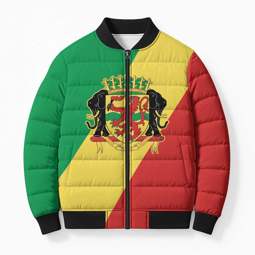 Republic of The Congo Personalized Bomber Puffer Jacket Simple Flag Style