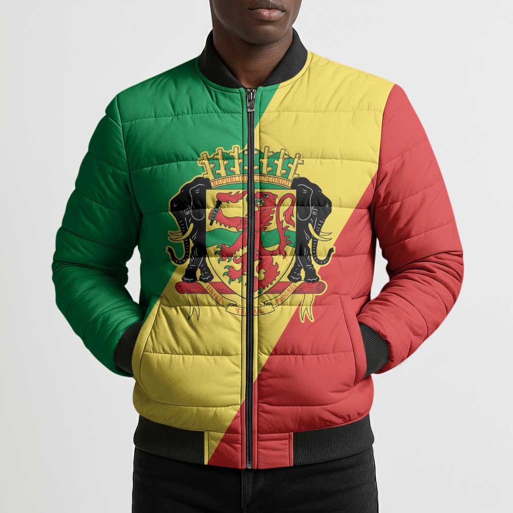 Republic of The Congo Personalized Bomber Puffer Jacket Simple Flag Style