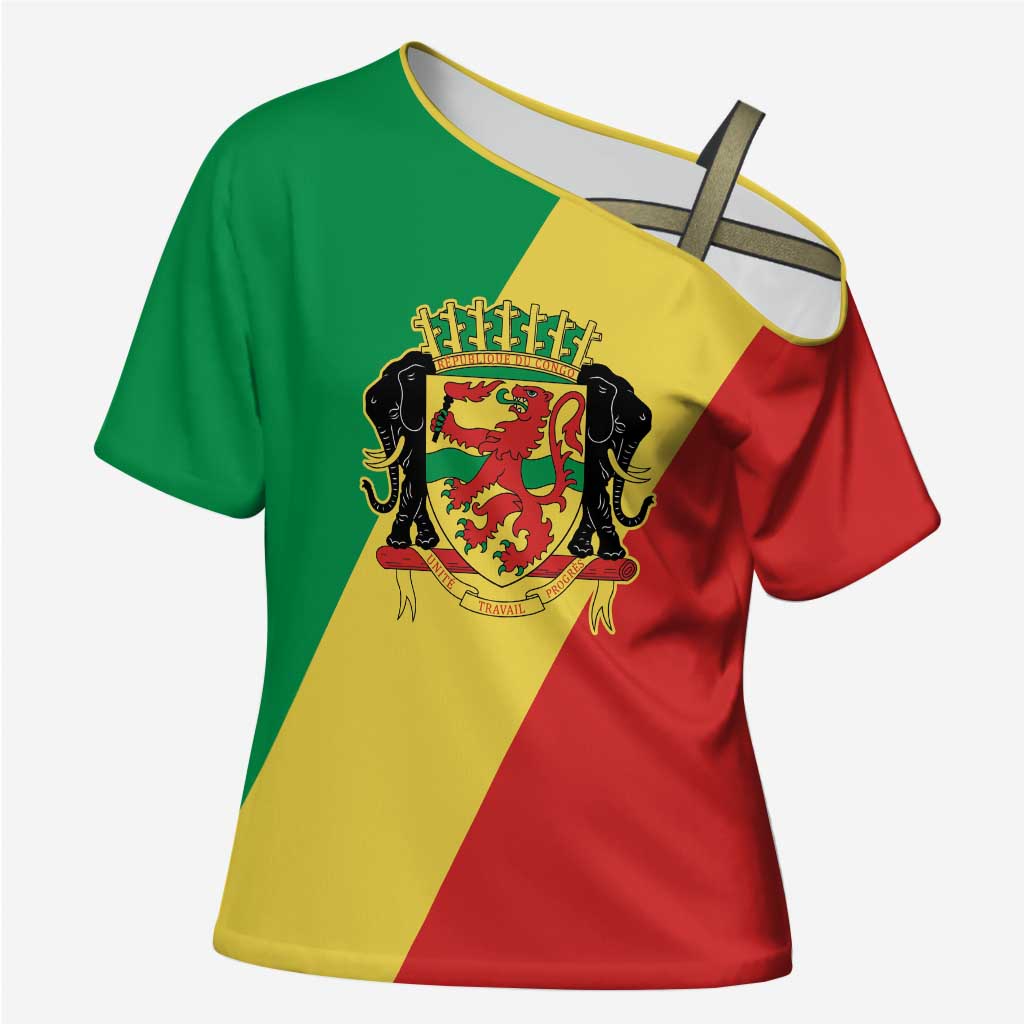Republic of The Congo Personalized Cross Shoulder Shirt Simple Flag Style