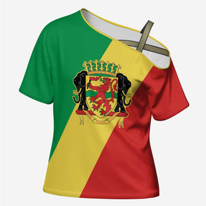 Republic of The Congo Personalized Cross Shoulder Shirt Simple Flag Style