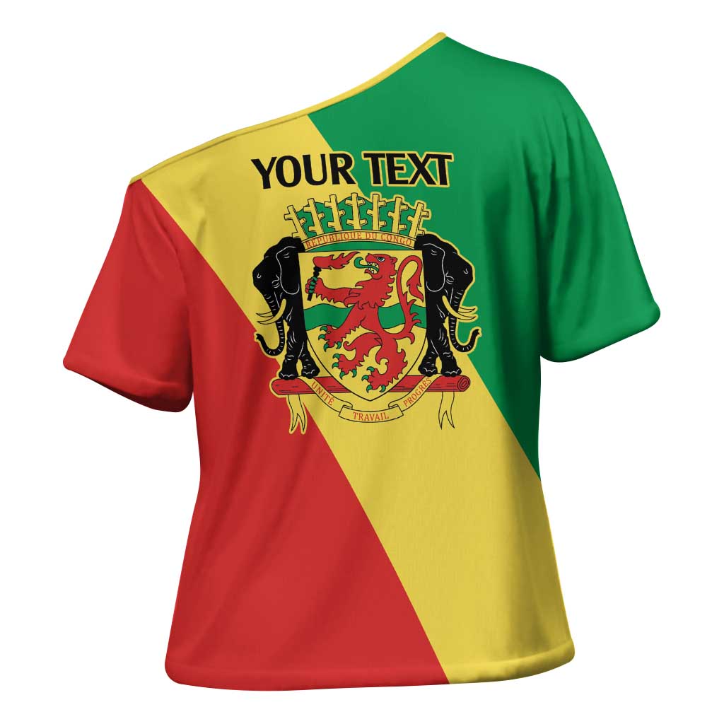 Republic of The Congo Personalized Cross Shoulder Shirt Simple Flag Style