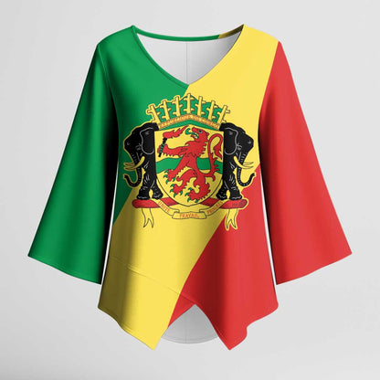 Republic of The Congo Personalized Kimono Sleeve Blouse Simple Flag Style
