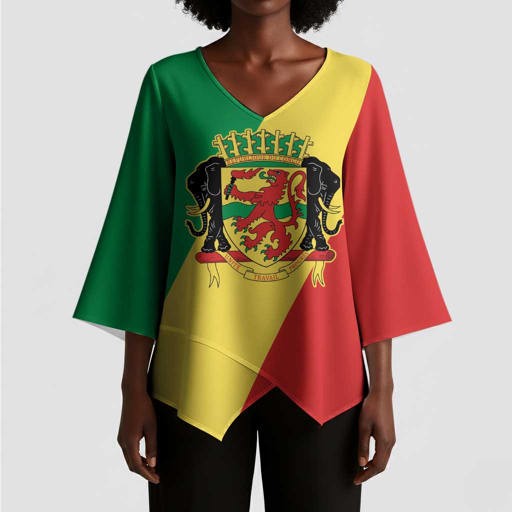 Republic of The Congo Personalized Kimono Sleeve Blouse Simple Flag Style