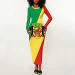 Republic of The Congo Personalized Long Sleeve Bodycon Dress Simple Flag Style - African Pride