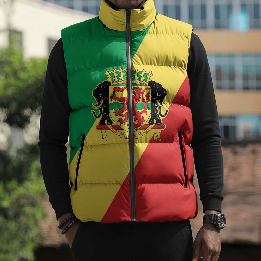 Republic of The Congo Personalized Sleeveless Puffer Jacket Simple Flag Style
