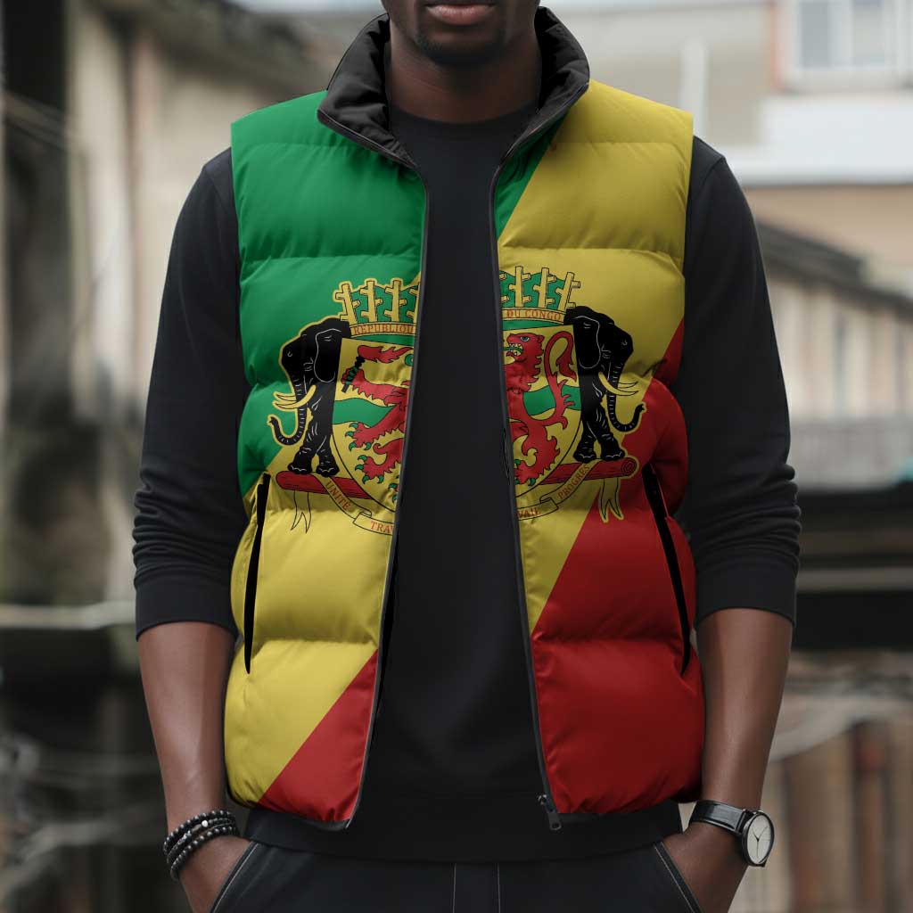 Republic of The Congo Personalized Sleeveless Puffer Jacket Simple Flag Style