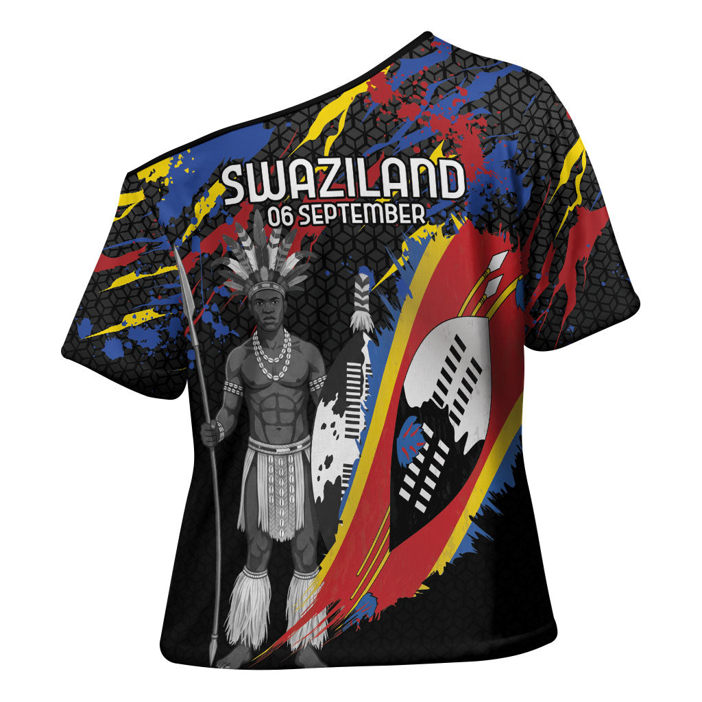 Swaziland Eswatini Somhlolo Day Cross Shoulder Shirt Independence Day