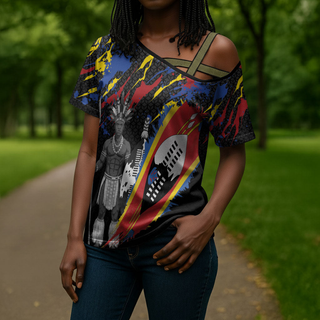 Swaziland Eswatini Somhlolo Day Cross Shoulder Shirt Independence Day