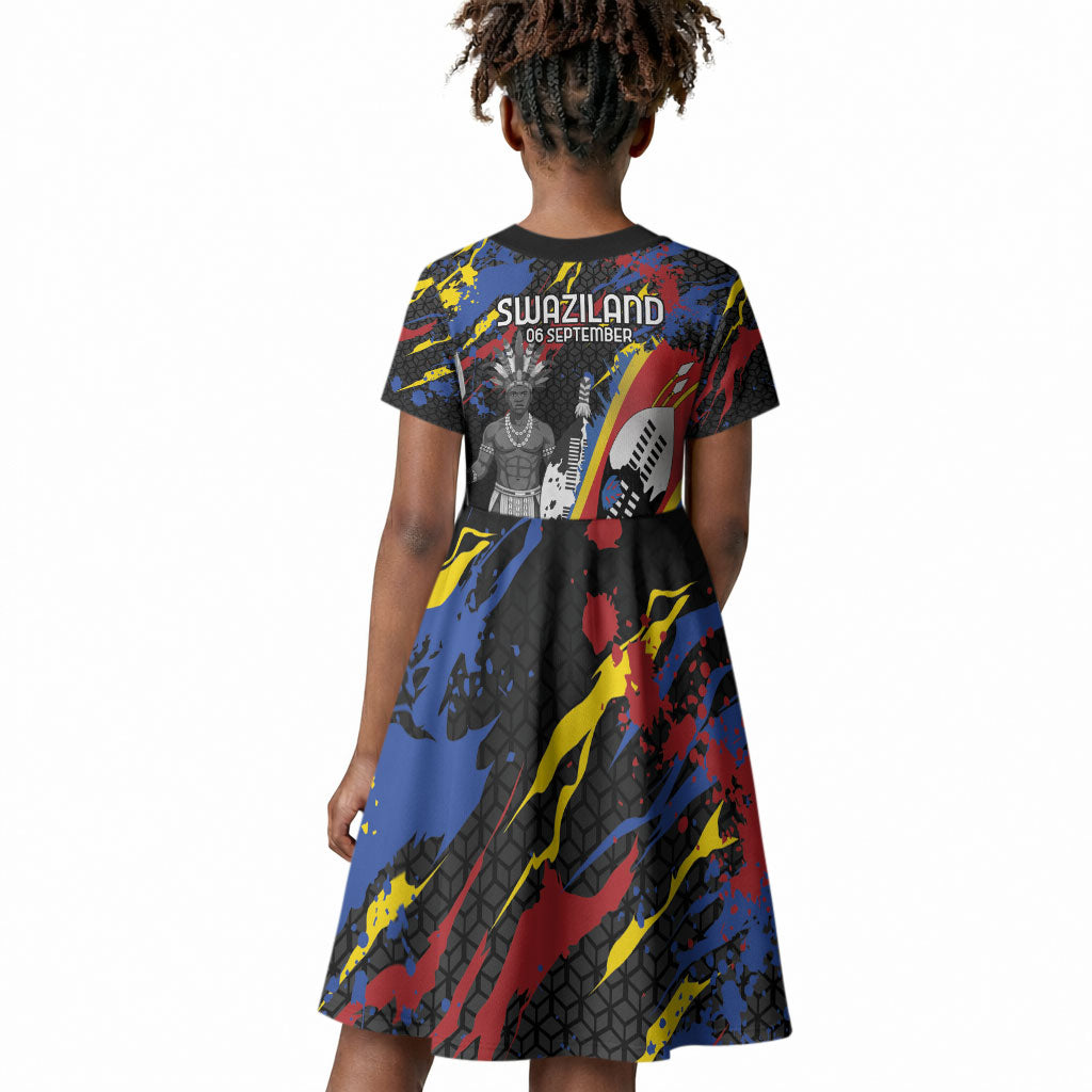 Swaziland Eswatini Somhlolo Day Kid Short Sleeve Dress Independence Day