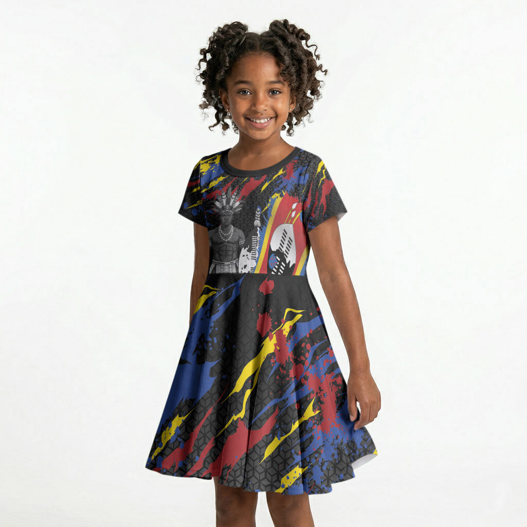 Swaziland Eswatini Somhlolo Day Kid Short Sleeve Dress Independence Day