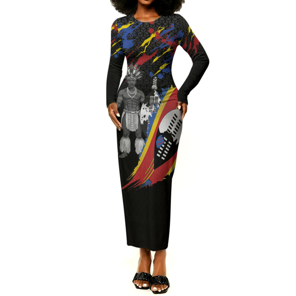 Swaziland Eswatini Somhlolo Day Long Sleeve Bodycon Dress Independence Day