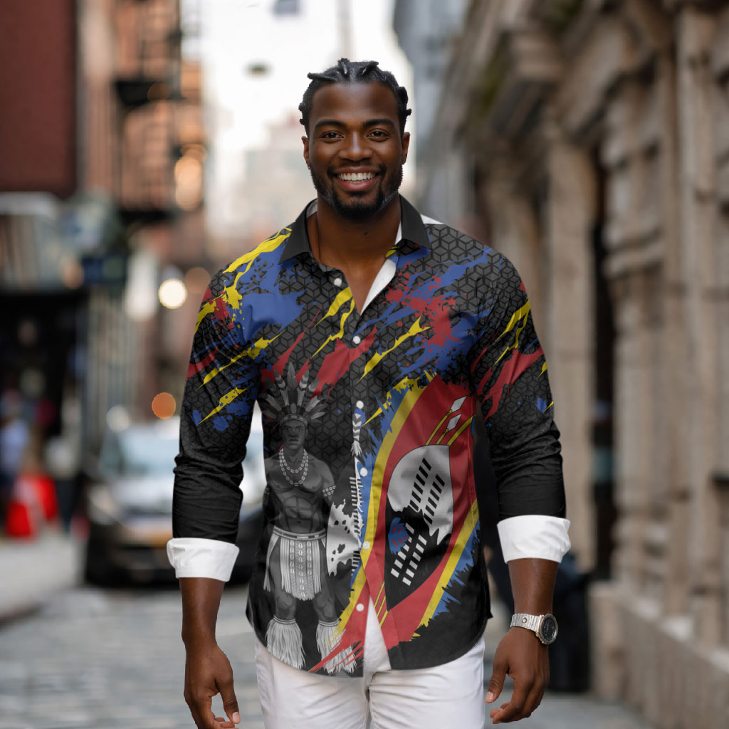 Swaziland Eswatini Somhlolo Day Long Sleeve Button Shirt Independence Day