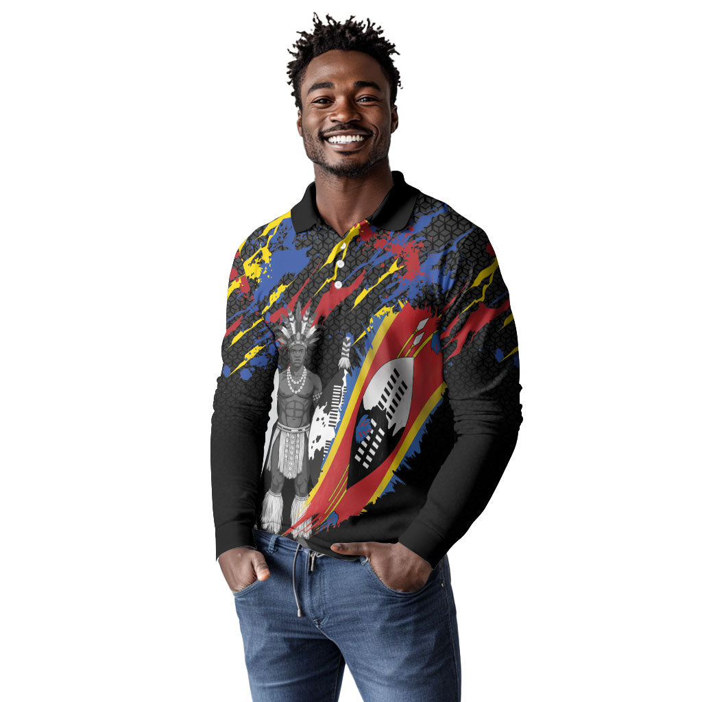 Swaziland Eswatini Somhlolo Day Long Sleeve Polo Shirt Independence Day
