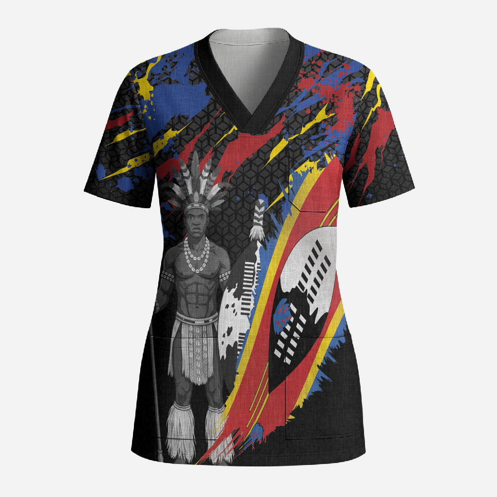 Swaziland Eswatini Somhlolo Day Scrub Top Independence Day