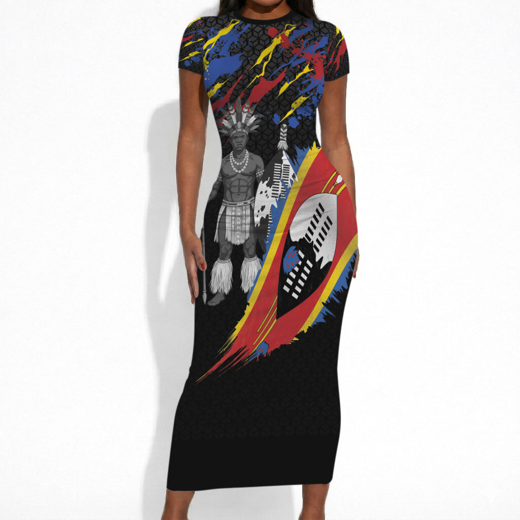 Swaziland Eswatini Somhlolo Day Short Sleeve Bodycon Dress Independence Day