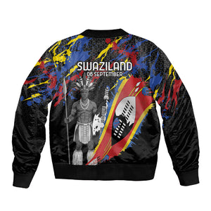 Swaziland Eswatini Somhlolo Day Sleeve Zip Bomber Jacket Independence Day