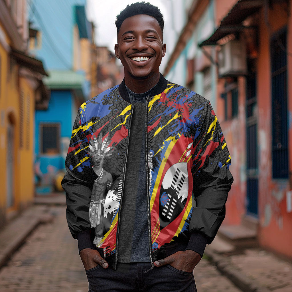 Swaziland Eswatini Somhlolo Day Sleeve Zip Bomber Jacket Independence Day